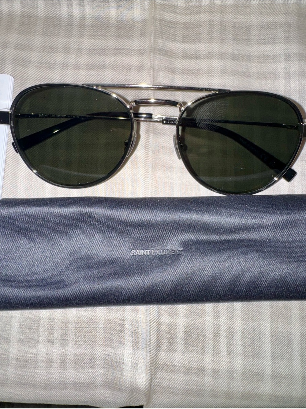 Saint Laurent SL 708 Silver Metal Aviator Sunglasses